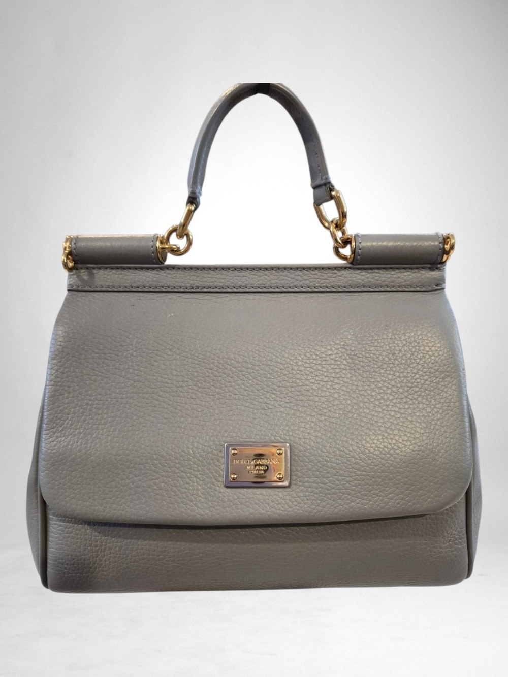 Dolce & Gabbana Gray Leather Medium Sicily  Handbag